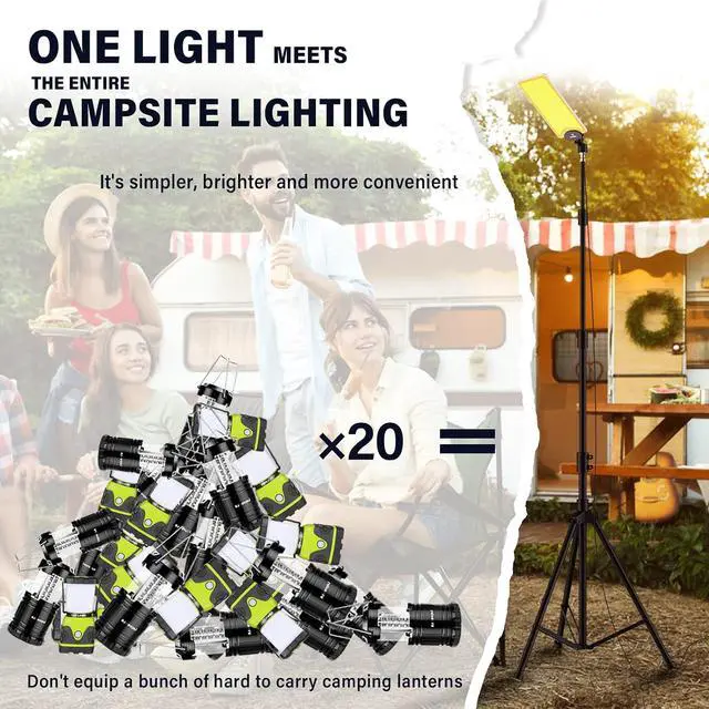 Alt view image 6 of 7 - Telescopic LED Camping Lights 18000 Lumens - Tripod, Remote Control, Outdoor Telescoping Light with Stand