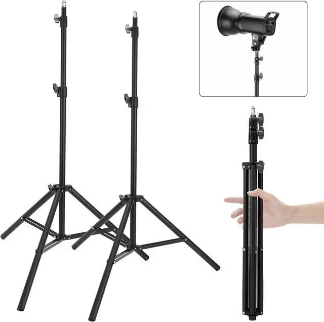 Main image of 2 Pack Adjustable 7ft Aluminum Photography Light Stand, Portable Light Tripod, for Lighting Stand Speedlight, Flash, Softbox,Strobe Light, Camera, Photographic Portrait