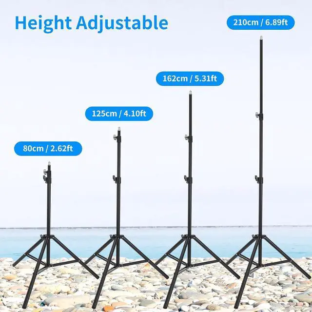Alt view image 2 of 5 - 2 Pack Adjustable 7ft Aluminum Photography Light Stand, Portable Light Tripod, for Lighting Stand Speedlight, Flash, Softbox,Strobe Light, Camera, Photographic Portrait