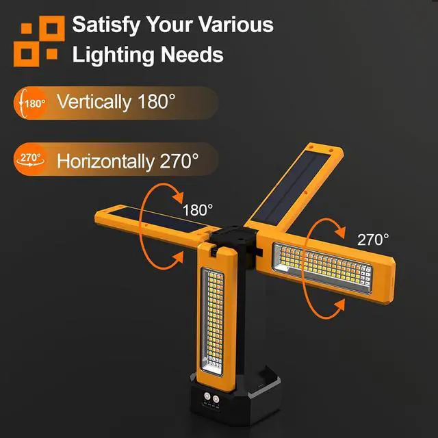 Alt view image 5 of 7 - 13200mAh Rechargeable Solar Work Light with Folding Stand and Carrying Bag, 8000 Lumen Stepless Dimmable , White/Warm/Nature White/RED(SOS) with Detachable Tripod (Orange(Tripod with Pulley))