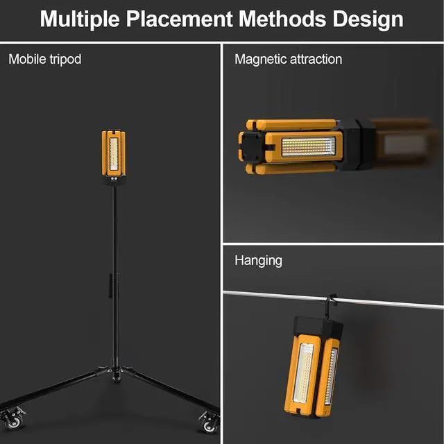 Alt view image 7 of 7 - 13200mAh Rechargeable Solar Work Light with Folding Stand and Carrying Bag, 8000 Lumen Stepless Dimmable , White/Warm/Nature White/RED(SOS) with Detachable Tripod (Orange(Tripod with Pulley))