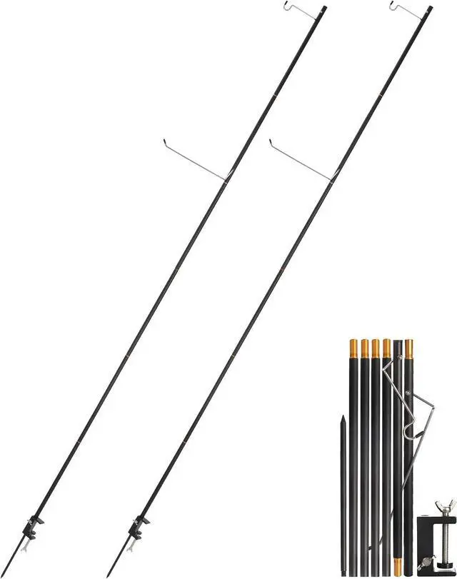 Main image of 72in/85in Collapsible Aluminum Alloy Camping Lantern Stand Pole with Hooks and Stakes, Ultralight Portable Foldable Durable Lamp Poles for Camping Tables and Outdoor Fishing, Picnic