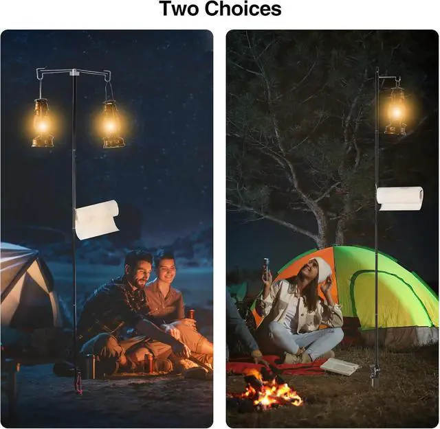 Alt view image 3 of 7 - 72in/85in Collapsible Aluminum Alloy Camping Lantern Stand Pole with Hooks and Stakes, Ultralight Portable Foldable Durable Lamp Poles for Camping Tables and Outdoor Fishing, Picnic