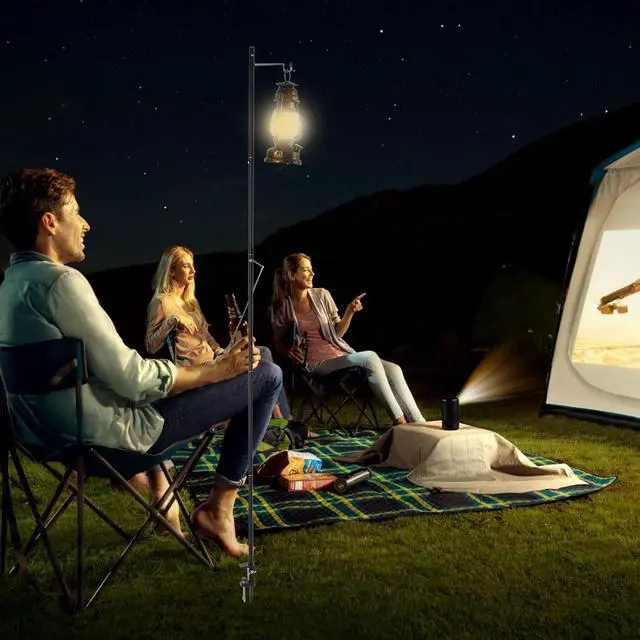 Alt view image 2 of 7 - 72in/85in Collapsible Aluminum Alloy Camping Lantern Stand Pole with Hooks and Stakes, Ultralight Portable Foldable Durable Lamp Poles for Camping Tables and Outdoor Fishing, Picnic
