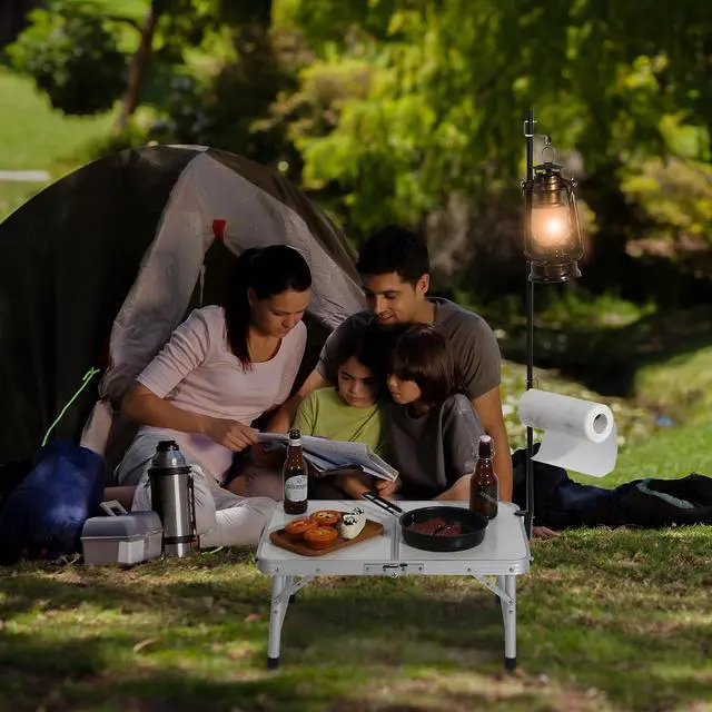 Alt view image 4 of 7 - 72in/85in Collapsible Aluminum Alloy Camping Lantern Stand Pole with Hooks and Stakes, Ultralight Portable Foldable Durable Lamp Poles for Camping Tables and Outdoor Fishing, Picnic