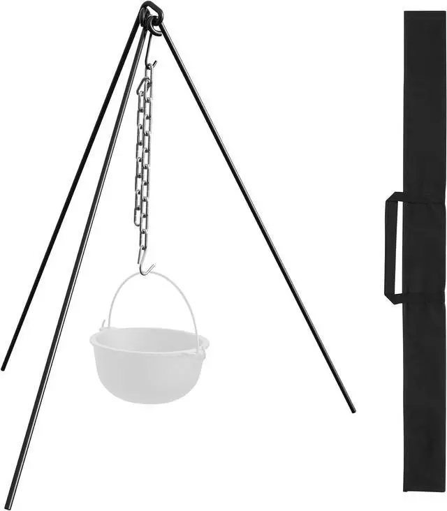 Main image of 50" Dutch Oven Tripod with Carry Bag, Cast Iron Campfire Cooking Stand | Heavy Duty Camp Fire Cooking Equipment for Camp Chef Outdoor Camping, Cooking Lantern Tripod Hanger with Storage Bag