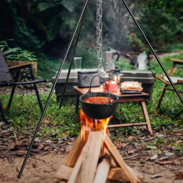 Alt view image 5 of 7 - 50" Dutch Oven Tripod with Carry Bag, Cast Iron Campfire Cooking Stand | Heavy Duty Camp Fire Cooking Equipment for Camp Chef Outdoor Camping, Cooking Lantern Tripod Hanger with Storage Bag