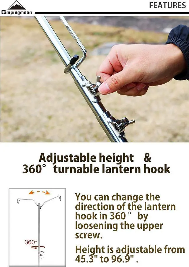 Alt view image 4 of 7 - Heavy Duty Stainless Steel Lantern Pile Driver Height Adjustable with Tripod Stand and Storage Bag D-240, D-243