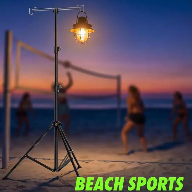 Alt view image 7 of 7 - Telescopic Height Adjustable Camping Lantern Tripod Stand | 2-Hook Lantern / Light Hanger Holder for Outdoor Camping Tent RV, Night Fishing & Patio