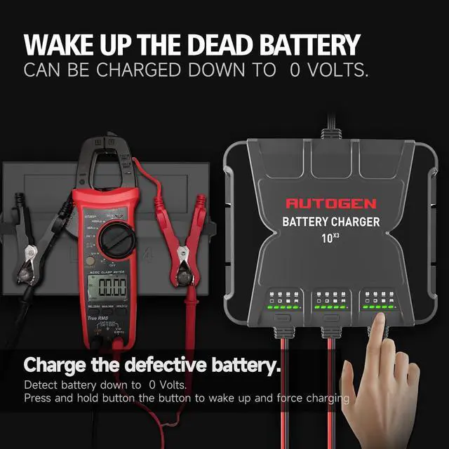 Alt view image 5 of 7 - 3-Bank Smart Marine Battery Charger, 12V 30A (10A/Bank) Waterproof Onboard Boat Charger, Battery Maintainer and Desulfator for Deep-Cylce, AGM and Lithium(LiFePO4) Batteries