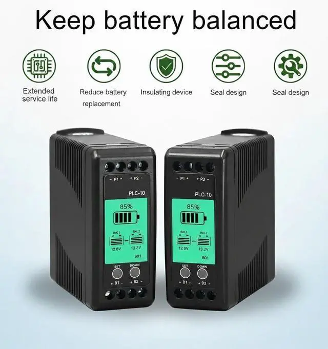 Alt view image 5 of 7 - Battery Equalizer,10A Active Balancer Lipo/Lifepo4 Connected in Parallel Series LCD Meter for 24/36/48V/96V,PLC-10 Battery Equalizer 7-18V Touch Switch Batteries Voltage Balancer