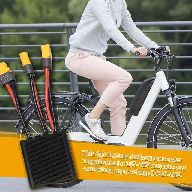 Alt view image 5 of 7 - Dual Battery Connector, 20V-72V DC E-Bike Dual Battery Discharge Converter XT60 Port Adapter Battery Capacity Double Battery Pack Switch Balancer (40A)