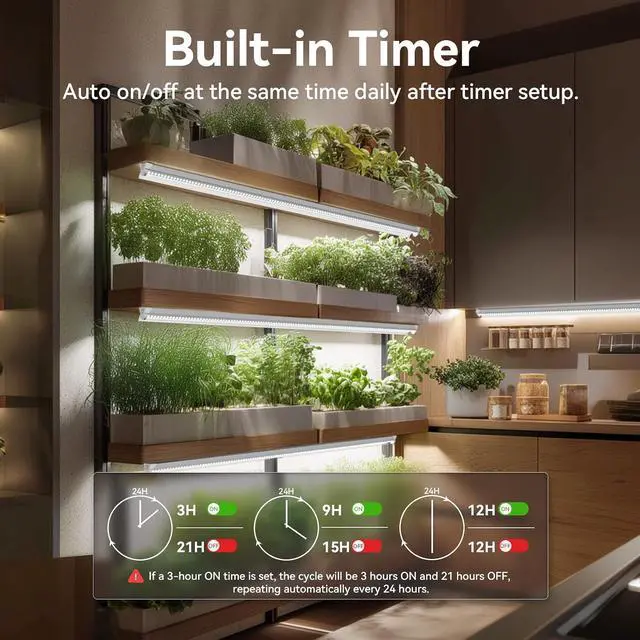 Alt view image 5 of 7 - 4FT Grow Lights for Indoor Plants,T8 5000K Full Spectrum Plant Light,540W(12 x 45W),LED Grow Light Strips whit Timer, Aluminum Reflector,Linkable,Plant Growing Lamp Fixture for Greenhouse Indoor 12pcs