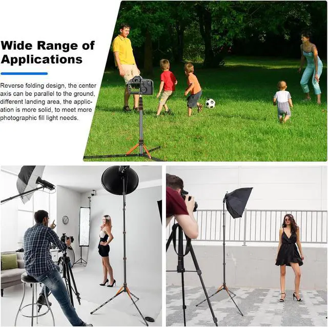 Alt view image 5 of 7 - Extendable Travel Light Stand 7.2ft / 2.2m Sturdy Aluminum Alloy Light Weight Adjustable Portable Tripod with Carry Bag for Photography Studio Outdoor Shooting Speedlight Flash Reflector Ring Light