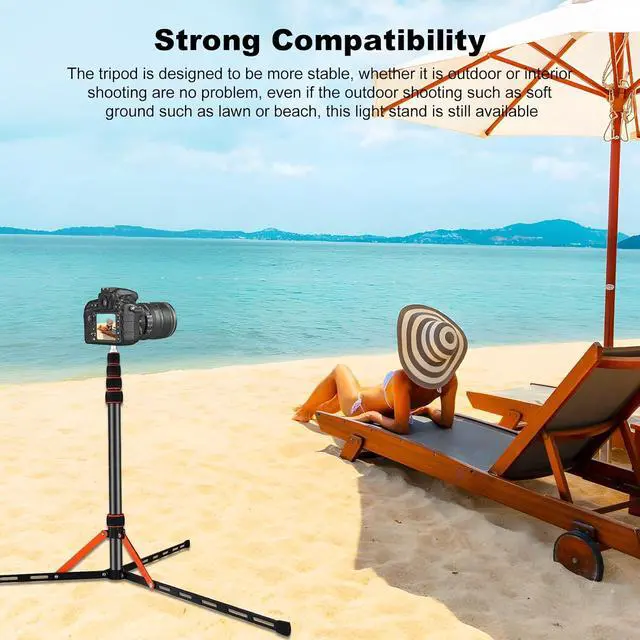 Alt view image 6 of 7 - Extendable Travel Light Stand 7.2ft / 2.2m Sturdy Aluminum Alloy Light Weight Adjustable Portable Tripod with Carry Bag for Photography Studio Outdoor Shooting Speedlight Flash Reflector Ring Light