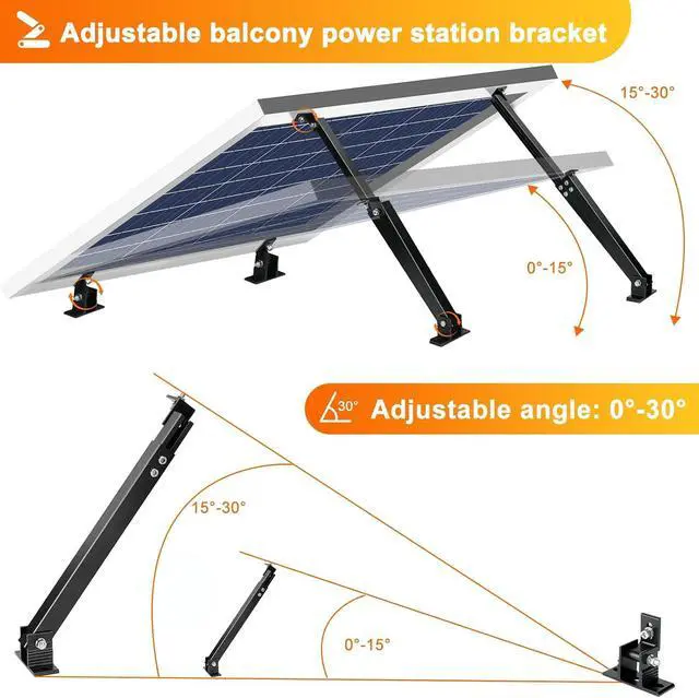 Alt view image 2 of 6 - Solar Panel Mount, Aluminum Alloy Adjustable Solar Panel Tilt Mount Brackets, Black Baking Paint Anti-Corrosion Solar Panel Stand Suitable for 50W 70W 100W 150W 200W 300W 400W