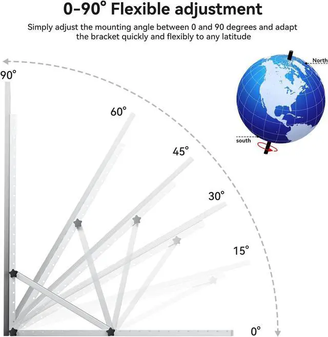 Alt view image 4 of 7 - 4-Pack 45" Heavy-Duty Solar Panel Mount, Adjustable 0-90° Tilt Angle Anodized Aluminum Frame, Compatible with 100-400W Solar Panels for RV Roof, Boat, Camper & Off-Grid Use
