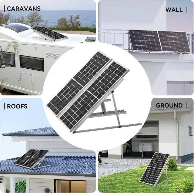 Alt view image 7 of 7 - 4-Pack 45" Heavy-Duty Solar Panel Mount, Adjustable 0-90° Tilt Angle Anodized Aluminum Frame, Compatible with 100-400W Solar Panels for RV Roof, Boat, Camper & Off-Grid Use