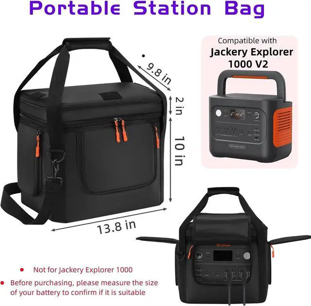 Alt view image 2 of 7 - For Jackery Explorer 1000 V2 Carrying Case - Portable Power Station Bag with Quick Access Window, Soft Padded Travel Case, Generator Cover (13.78×10.23×10.8in)