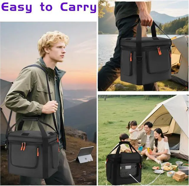 Alt view image 6 of 7 - For Jackery Explorer 1000 V2 Carrying Case - Portable Power Station Bag with Quick Access Window, Soft Padded Travel Case, Generator Cover (13.78×10.23×10.8in)