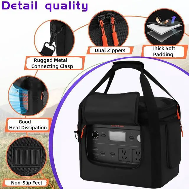 Alt view image 5 of 7 - For Jackery Explorer 1000 V2 Carrying Case - Portable Power Station Bag with Quick Access Window, Soft Padded Travel Case, Generator Cover (13.78×10.23×10.8in)