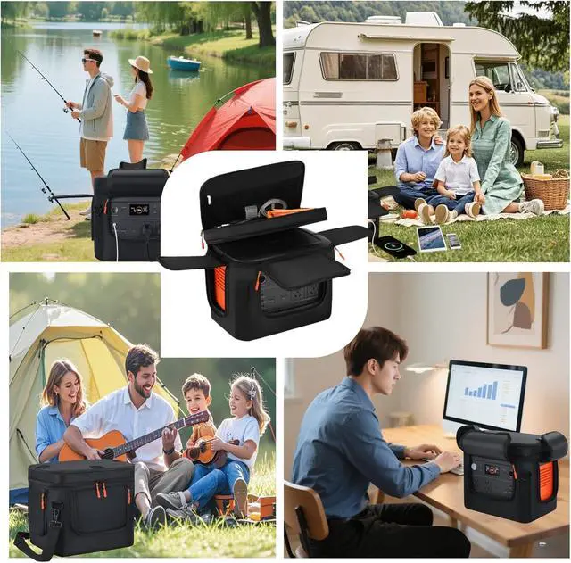 Alt view image 7 of 7 - For Jackery Explorer 1000 V2 Carrying Case - Portable Power Station Bag with Quick Access Window, Soft Padded Travel Case, Generator Cover (13.78×10.23×10.8in)