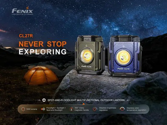 Alt view image 5 of 7 - CL27R Camping Lantern Flashlight, 1600 lumens USB-C Rechargeable Waterproof Portable with White and Red LEDs and Lumentac Organizer for Hurricane Power Outage Emergency and Job Sites (Blue)