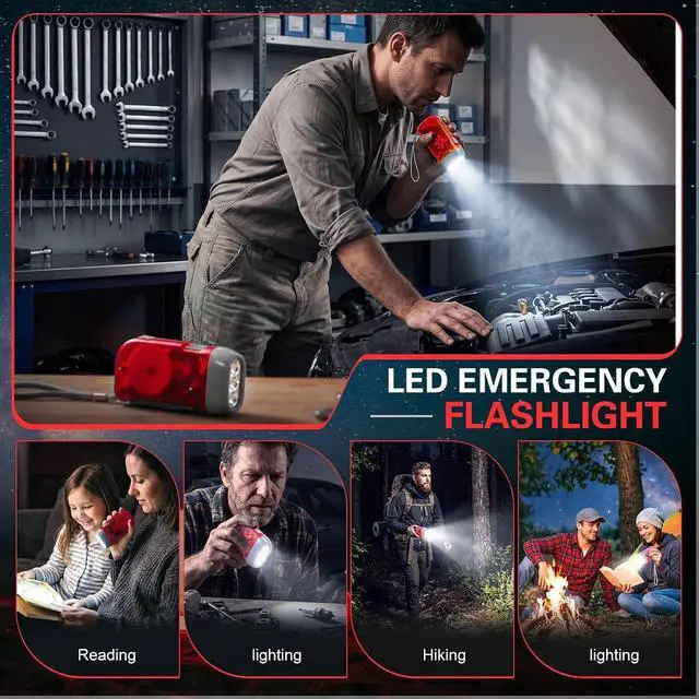 Alt view image 6 of 7 - 36 Hand Crank Flashlights,Red | Christmas Bulk Items, No Battery Squeeze Flashlights, 3 Powered Charging Emergency Required Torchlight