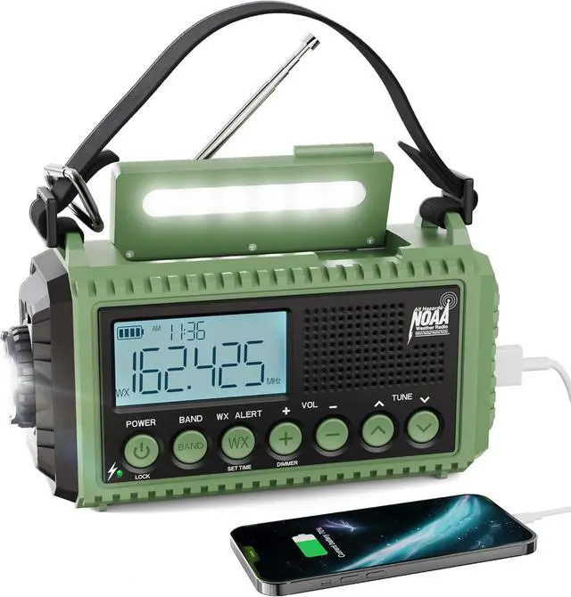 Main image of Emergency Radio, 12000mAh/44400mWh Battery Operated Weather Radio, Solar Hand Crank Radio with AM/FM/SW/NOAA Alert, Cell Phone Charger, Type-C Charging, Flashlight and SOS Siren