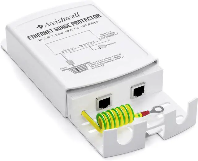Main image of Outdoor Waterproof Ethernet Surge Protector PoE, Gigabit Lightning Arrester | IP65 5kA PoE++ Surge Protector for IP Camera, GDT+TVS 0.1ns Response, DC 12-57V Wide Voltage, Built-in Transformer