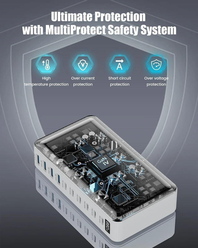Alt view image 6 of 7 - 880W USB C Charger Block,10-Port USB C GaN Multiple Port Charging Station