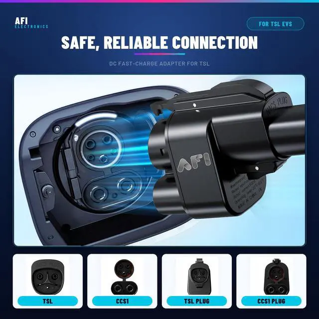 Alt view image 5 of 7 - AFI | NACS to CCS1 Adapter for Tesla Superchargers 500A 1000V DC Fast Charging, Compatible with Ford, Rivian, GM, Polestar, Volvo EVs Level 3 Charging, Plug & Play, Dual Safety Lock