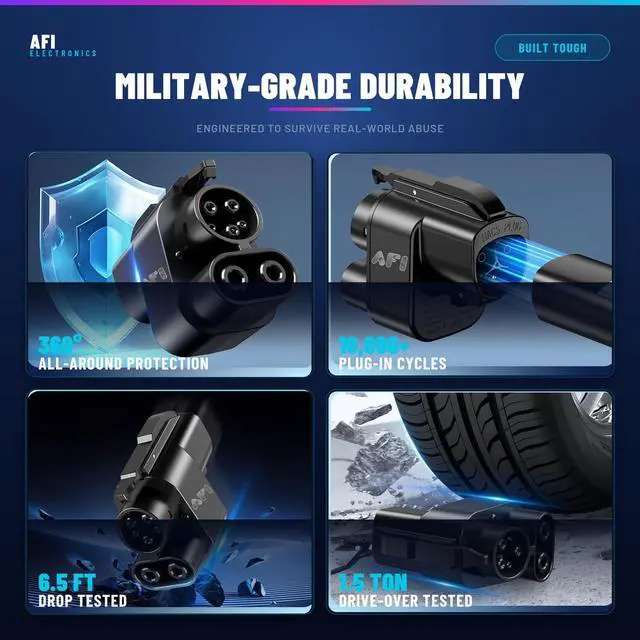 Alt view image 4 of 7 - AFI | NACS to CCS1 Adapter for Tesla Superchargers 500A 1000V DC Fast Charging, Compatible with Ford, Rivian, GM, Polestar, Volvo EVs Level 3 Charging, Plug & Play, Dual Safety Lock