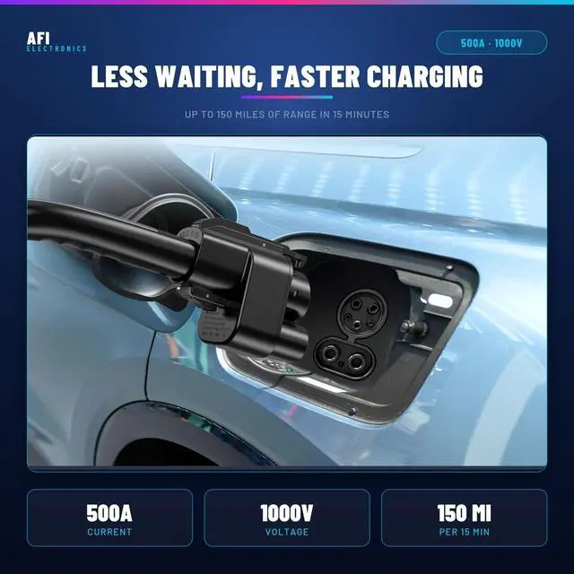 Alt view image 7 of 7 - AFI | NACS to CCS1 Adapter for Tesla Superchargers 500A 1000V DC Fast Charging, Compatible with Ford, Rivian, GM, Polestar, Volvo EVs Level 3 Charging, Plug & Play, Dual Safety Lock