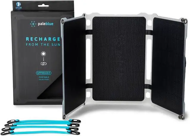 Main image of Paleblue Approach 2 Portable Solar Panel Charger 21 Watts Triple Panel Foldable Solar Charger with Dual USB Ports, Grip Cords & Stash Sleeve - Camping, Hiking, Backpacking & Off-Grid Outdoor Power