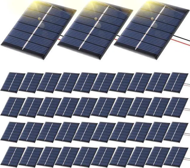 Main image of 40 Pcs Mini Solar Panels 3V 120MA Small Polycrystalline Solar Cells Bulk DIY System Kits Epoxy Panel Module Photovoltaic Cells Charger 60 x 55 mm for Light Flashlight Charger