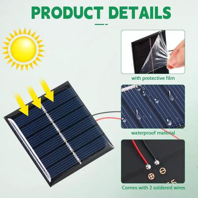 Alt view image 3 of 7 - 40 Pcs Mini Solar Panels 3V 120MA Small Polycrystalline Solar Cells Bulk DIY System Kits Epoxy Panel Module Photovoltaic Cells Charger 60 x 55 mm for Light Flashlight Charger