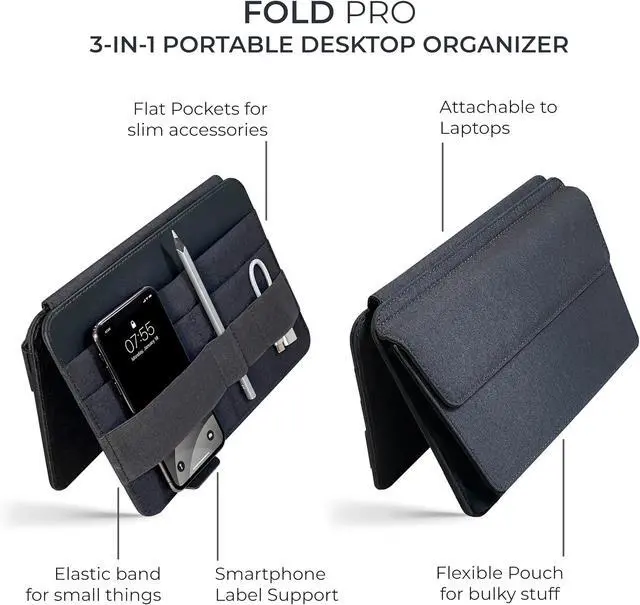 Alt view image 6 of 7 - FOLD PRO Portable Tech Organizer Attachable Device Pouch & Desk Sleeve | Gadget Case for Office and Home | Work-from-Home Essentials | Flexible Backpack Insert | Fits 13"-15"