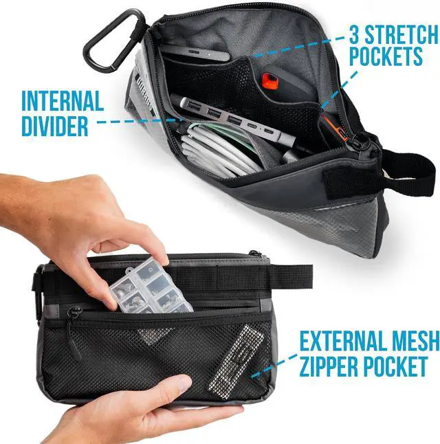 Alt view image 2 of 7 - Production Zipper Bags - Electronics & Camera Accessories Bag - Cable organizer, Gear Accessory Pouch, Travel Camera Essentials (Small, Gray, 2 pack)