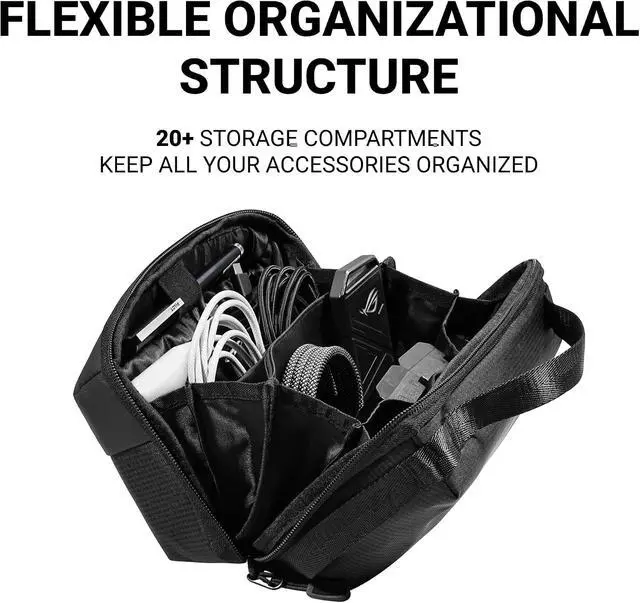 Alt view image 2 of 6 - Tech Pouch - Water-Resistant Electronics Travel Organizer with 20+ Compartments, Spacious Cord Organizer for Cables, Chargers, SD Cards, Airplane Travel Essentials, Black