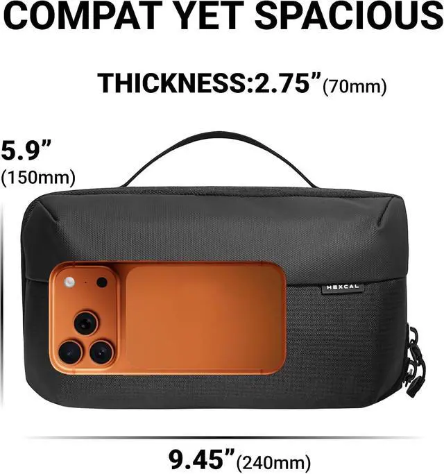 Alt view image 3 of 6 - Tech Pouch - Water-Resistant Electronics Travel Organizer with 20+ Compartments, Spacious Cord Organizer for Cables, Chargers, SD Cards, Airplane Travel Essentials, Black