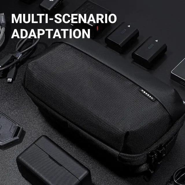 Alt view image 6 of 6 - Tech Pouch - Water-Resistant Electronics Travel Organizer with 20+ Compartments, Spacious Cord Organizer for Cables, Chargers, SD Cards, Airplane Travel Essentials, Black