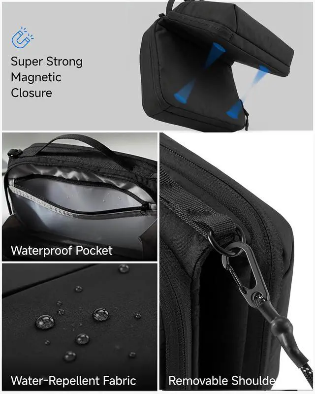 Alt view image 4 of 7 - Electronics Organizer Travel Case, Tech Pouch with Crossbody Strap | Magnetic Design, Dual Accessories Bag, Straps, Hooks, Front pocket, Water Resistant, Waterproof pocket, CBX01 Beige