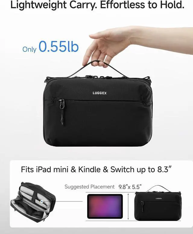 Alt view image 5 of 7 - Electronics Organizer Travel Case, Tech Pouch with Crossbody Strap | Magnetic Design, Dual Accessories Bag, Straps, Hooks, Front pocket, Water Resistant, Waterproof pocket, CBX01 Beige