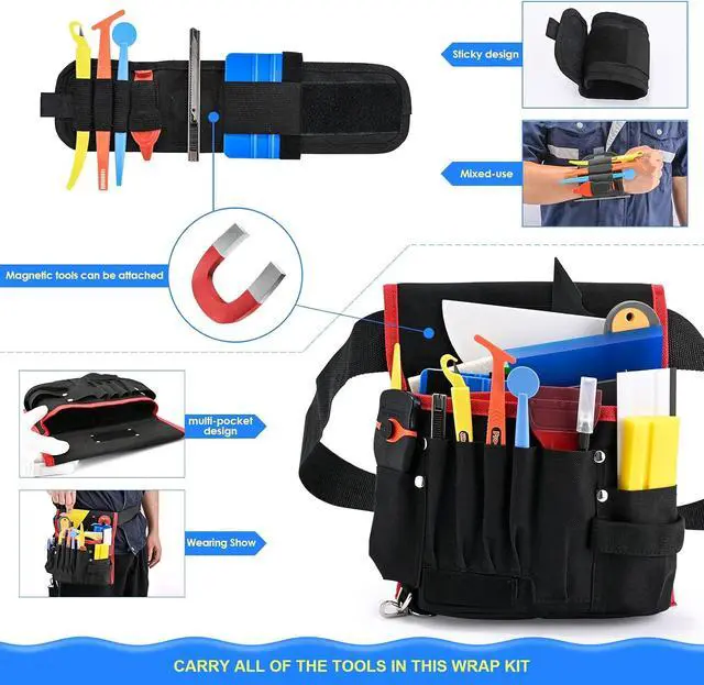 Alt view image 2 of 7 - Vinyl Wrap Tool Window Tint Film Application Kit Includes Wrap Tools Bag Wristband Pouch Vinyl Magnets PPF Squeegee for Car Wrapping, Auto Glass Film & Paint Protection Film Installing
