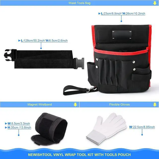 Alt view image 3 of 7 - Vinyl Wrap Tool Window Tint Film Application Kit Includes Wrap Tools Bag Wristband Pouch Vinyl Magnets PPF Squeegee for Car Wrapping, Auto Glass Film & Paint Protection Film Installing