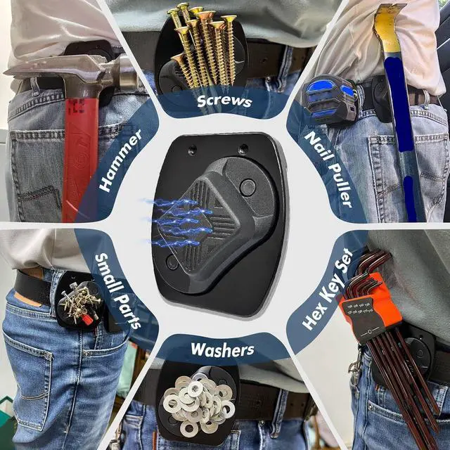 Alt view image 2 of 7 - Magnetic Tool Holder, Full Metal Magnetic Belt Clip Holster for Screws, Nails, Hammer, Pliers, Spanner, Sockets, and Any Magnet Hardware, Great for Electricians, Plumbers, Carpenters, Gift for Men/Dad