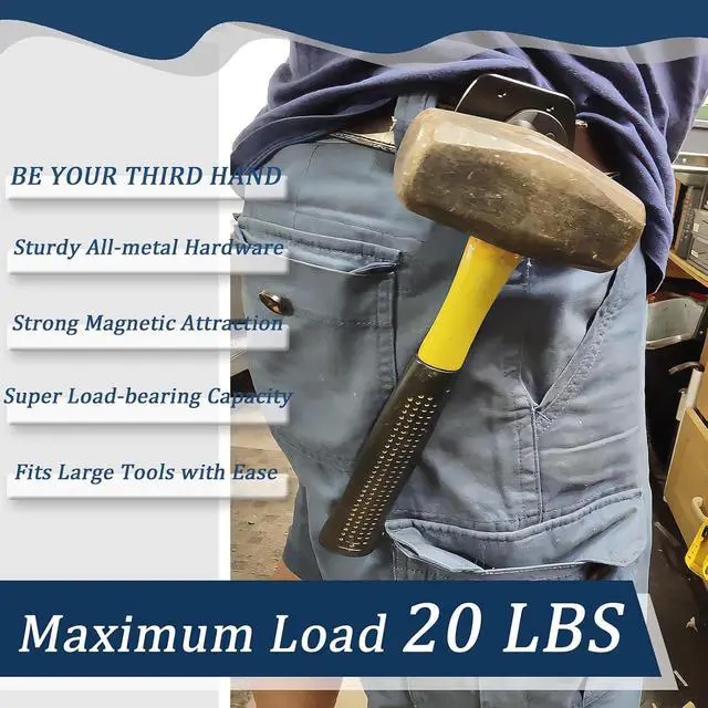 Alt view image 4 of 7 - Magnetic Tool Holder, Full Metal Magnetic Belt Clip Holster for Screws, Nails, Hammer, Pliers, Spanner, Sockets, and Any Magnet Hardware, Great for Electricians, Plumbers, Carpenters, Gift for Men/Dad