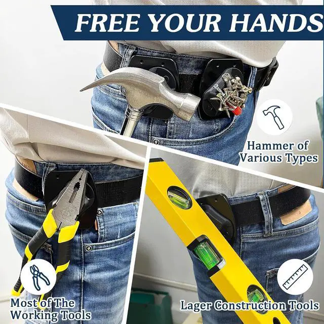 Alt view image 7 of 7 - Magnetic Tool Holder, Full Metal Magnetic Belt Clip Holster for Screws, Nails, Hammer, Pliers, Spanner, Sockets, and Any Magnet Hardware, Great for Electricians, Plumbers, Carpenters, Gift for Men/Dad