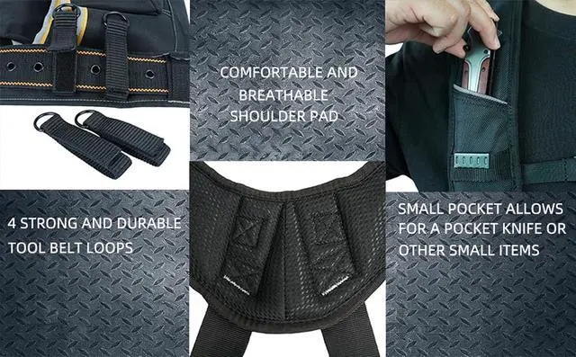 Alt view image 4 of 7 - Tool Belt Suspenders for Men with Magnetic Wristband,Heavy Duty Work Suspender for Construction Electricians Carpenter Framer Tool Belts,Black